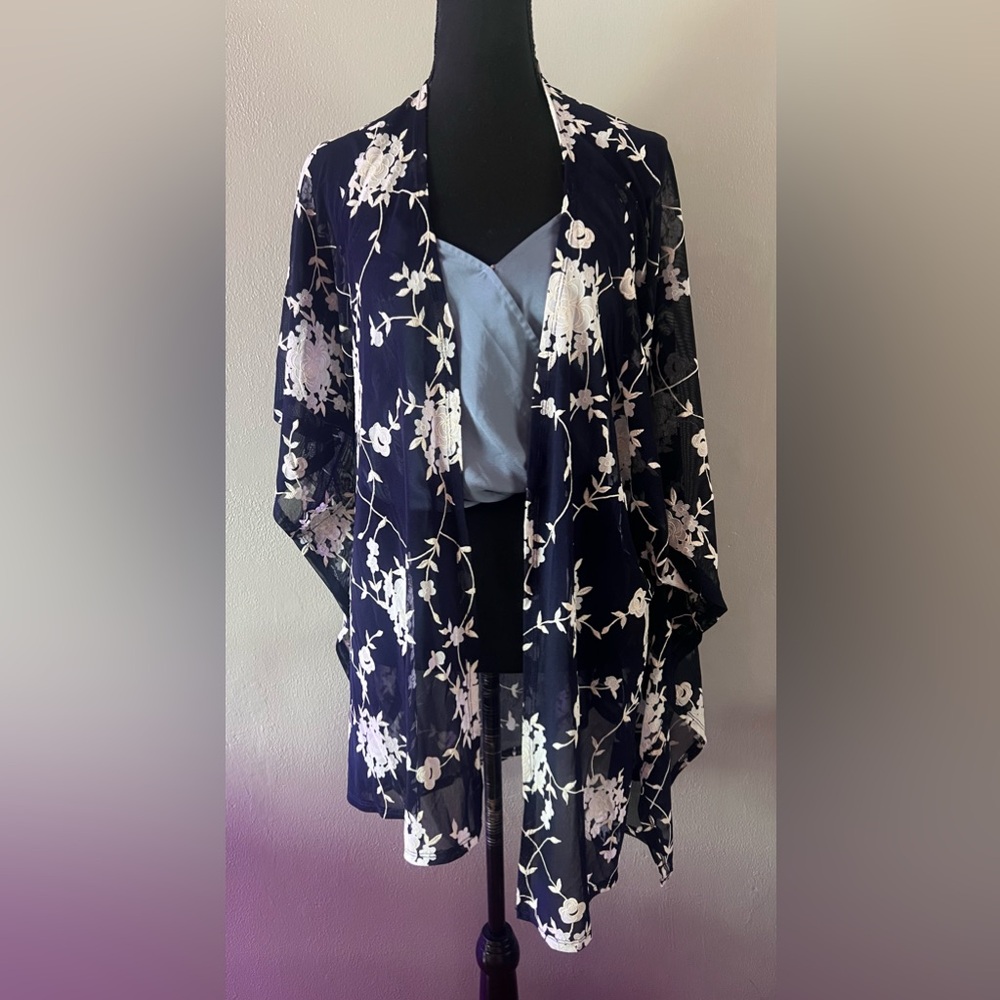 Brittany Black Navy and White Floral cardigan